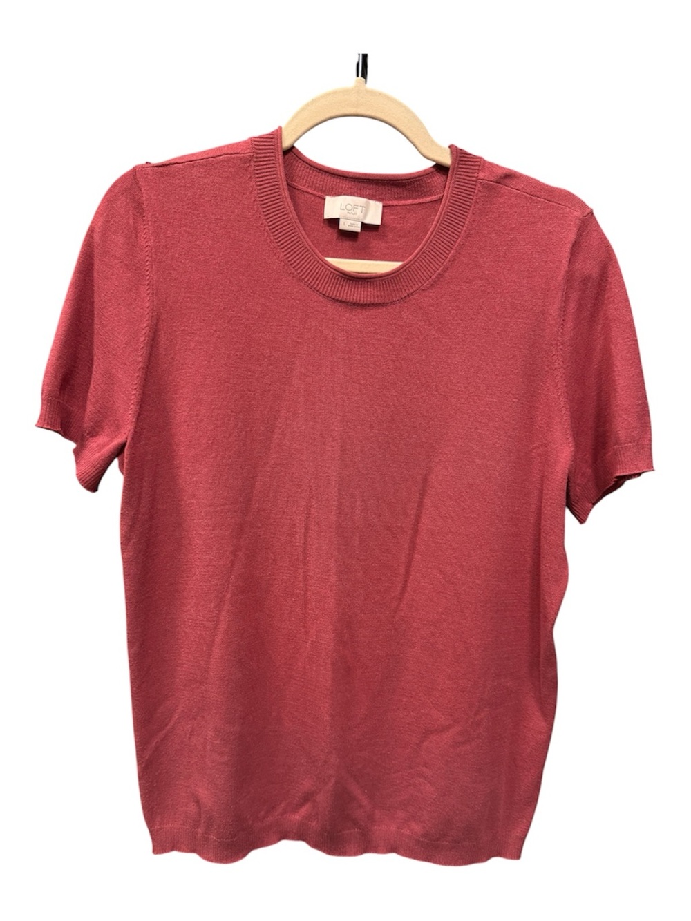 LOFT Outlet Mauve / Dusty Rose Short Sleeve Knit Sweater Top - Large